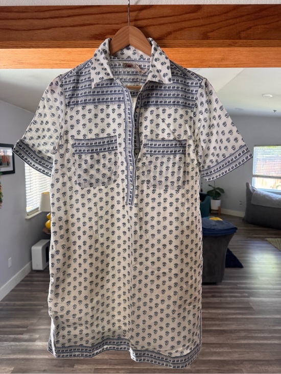 Faherty Dresses & Skirts - Faherty Cream Mini Dress with Blue Print